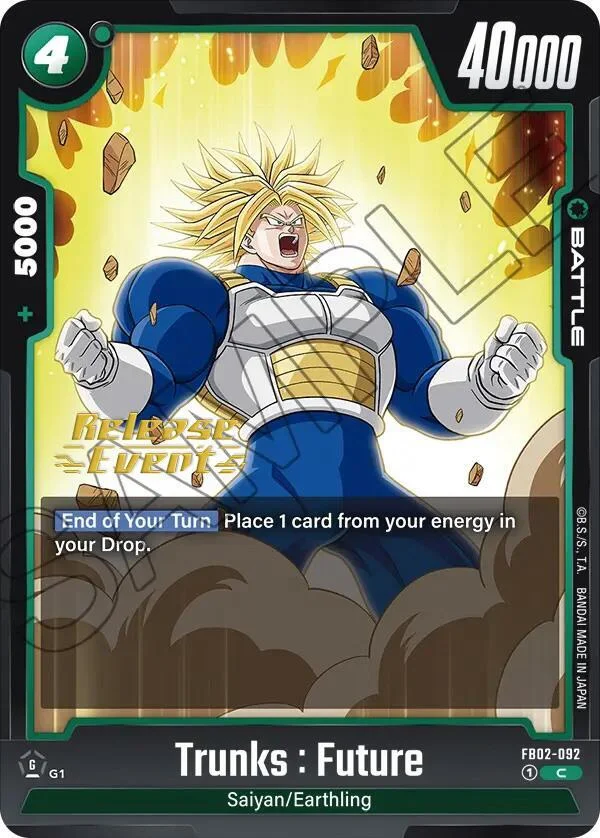 Trunks : Future, Blazing Aura Release Event Cards FB02-092