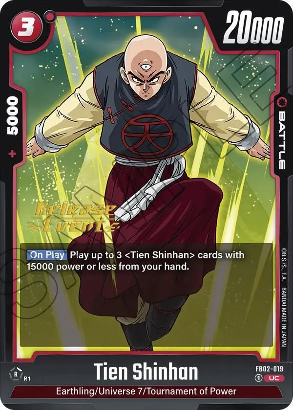 Tien Shinhan, Blazing Aura Release Event Cards FB02-019