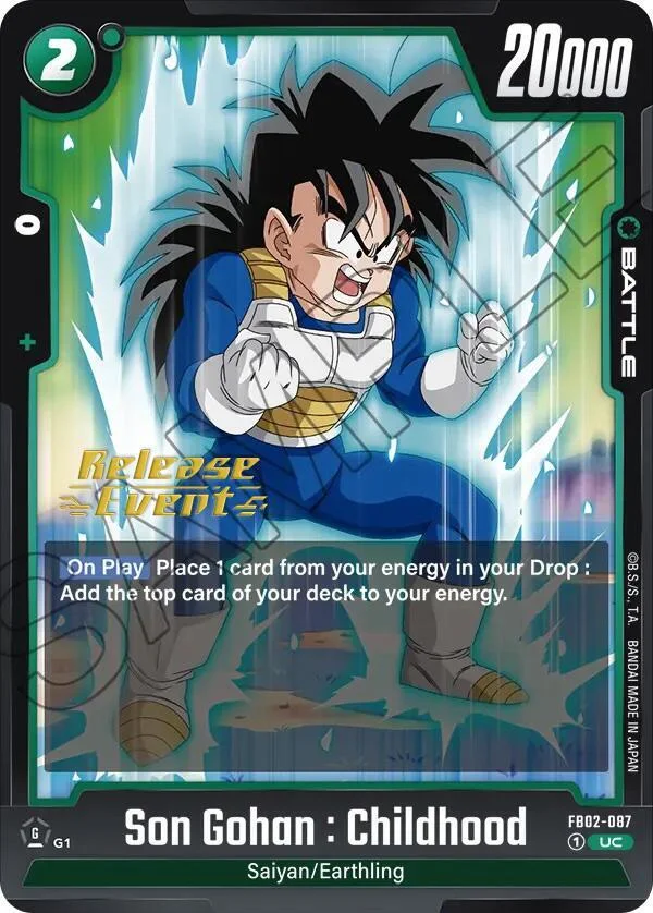 Son Gohan : Childhood, Blazing Aura Release Event Cards FB02-087
