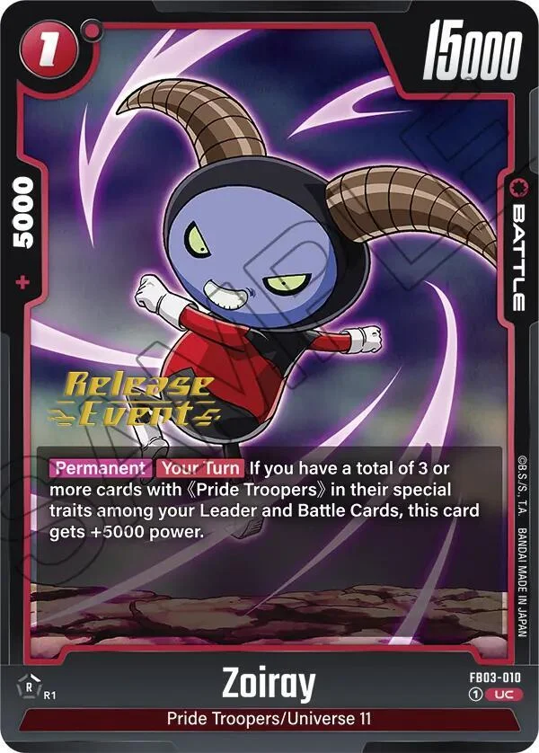 Zoiray, Raging Roar Release Event Cards FB03-010