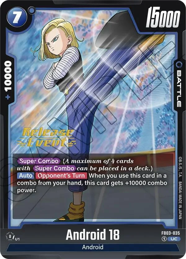 Android 18, Raging Roar Release Event Cards FB03-035