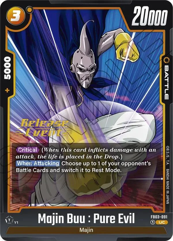 Majin Buu : Pure Evil, Raging Roar Release Event Cards FB03-091