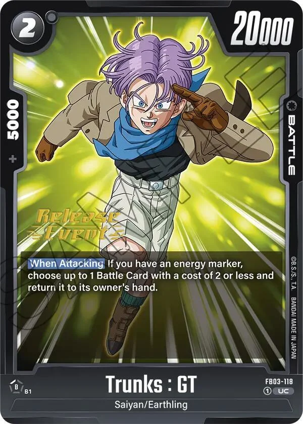 Trunks : GT, Raging Roar Release Event Cards FB03-118