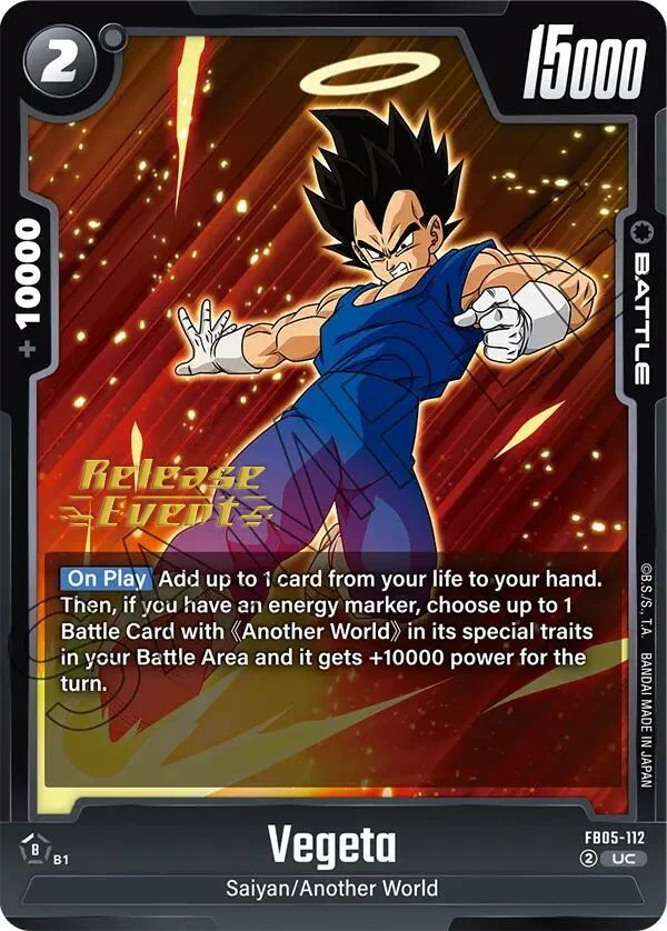 Vegeta, New Adventure Release Event Cards FB05-112