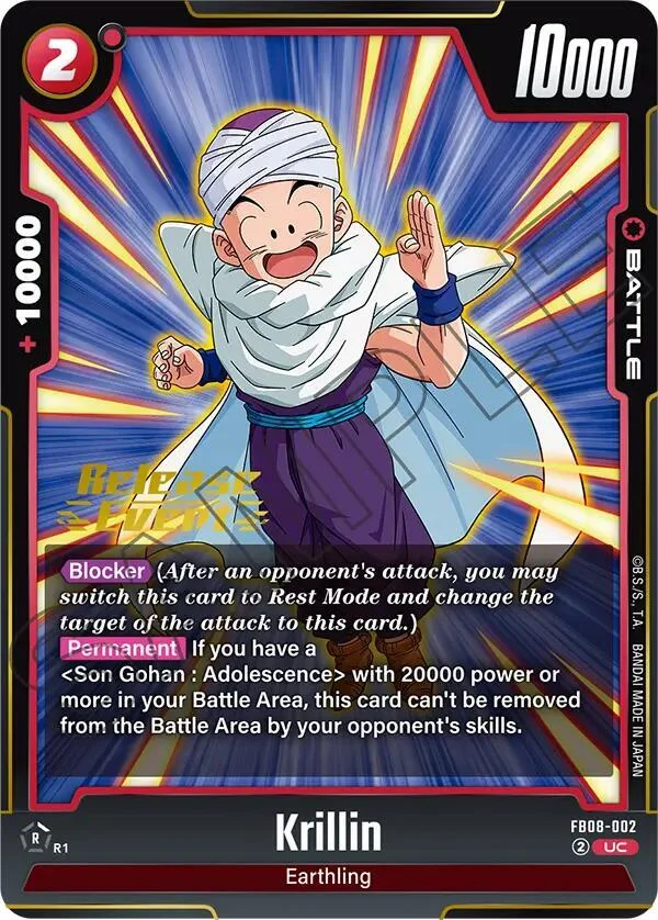 Krillin, Saiyan's Pride Release Event Cards FB08-002