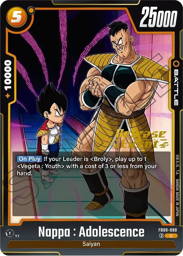 Nappa : Adolescence, Saiyan's Pride Release Event Cards FB08-080