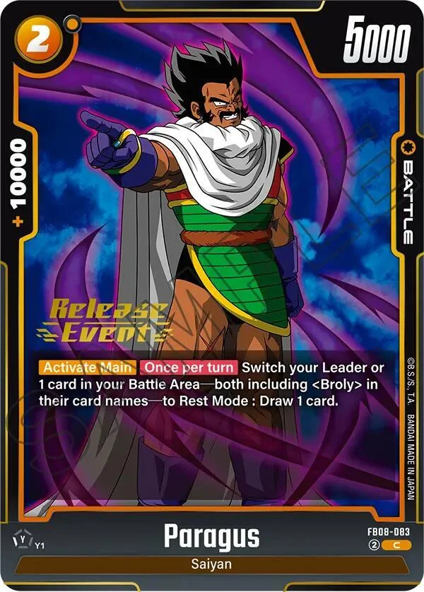 Paragus, Saiyan's Pride Release Event Cards FB08-083