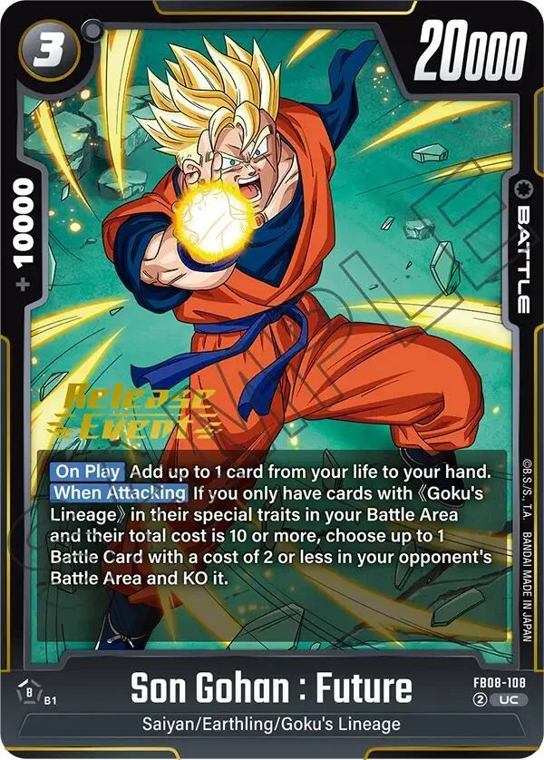 Son Gohan : Future, Saiyan's Pride Release Event Cards FB08-108