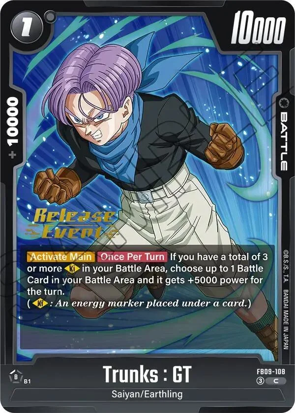 Trunks : GT, Dual Evolution Release Event Cards FB09-108