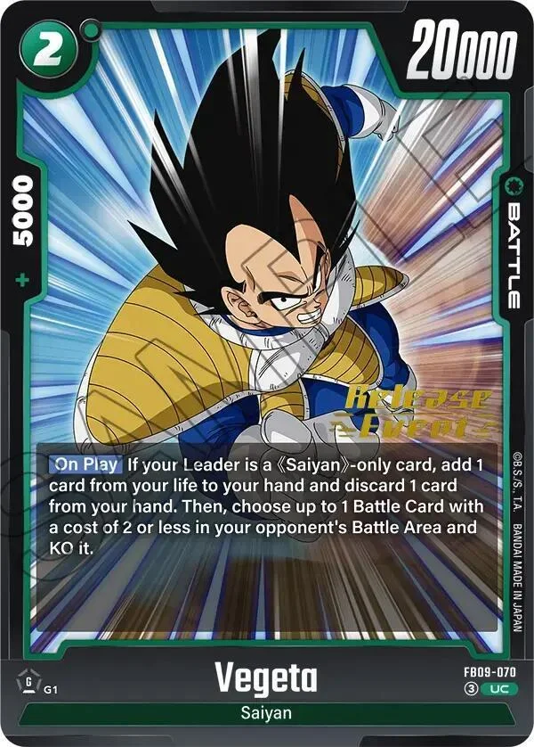 Vegeta, Dual Evolution Release Event Cards FB09-070