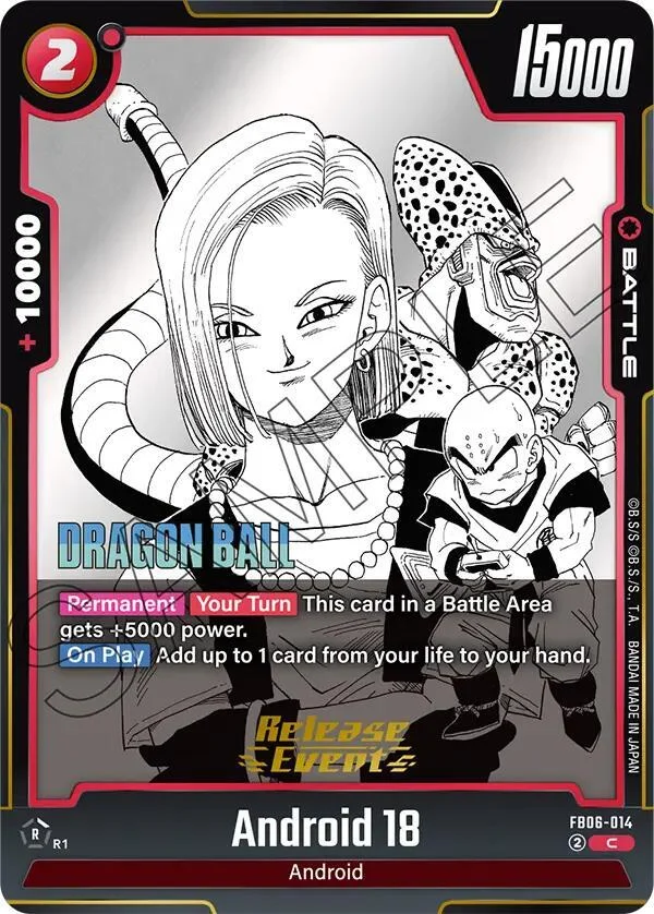 Android 18, Manga Booster 01 Release Event Cards FB06-014