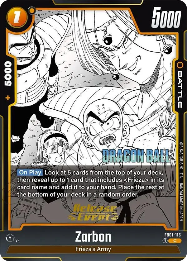 Zarbon, Manga Booster 02 Release Event Cards FB01-116