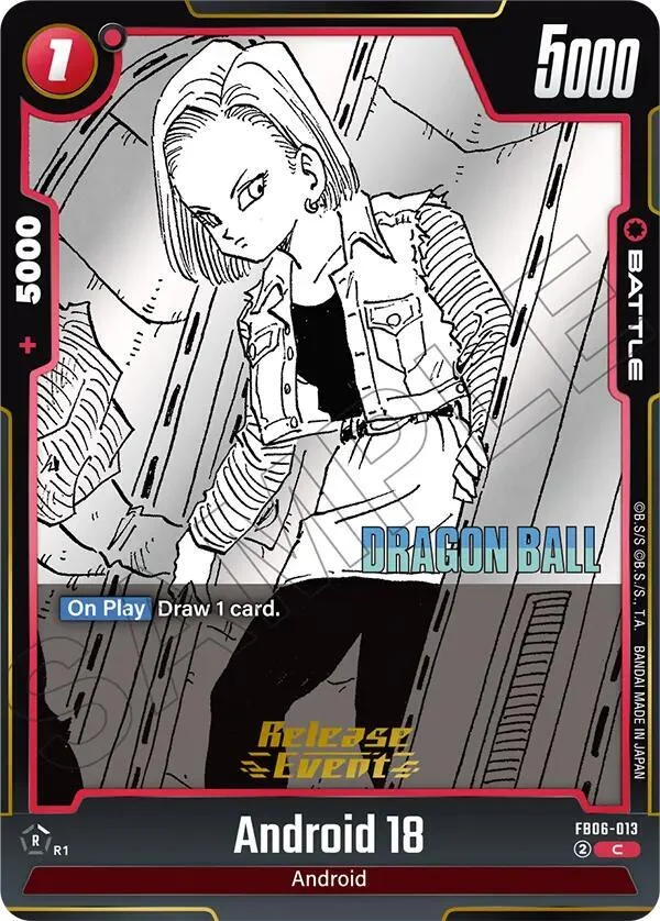 Android 18, Manga Booster 02 Release Event Cards FB06-013