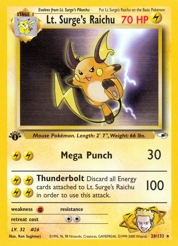 Lt. Surge's Raichu #28/132
