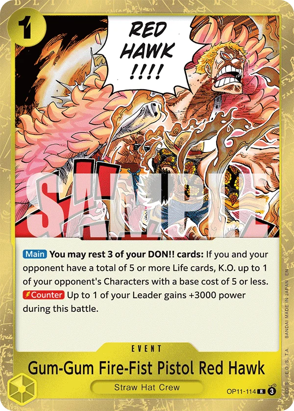 Gum-Gum Fire-Fist Pistol Red Hawk, Learn Together Deck Set OP11-114