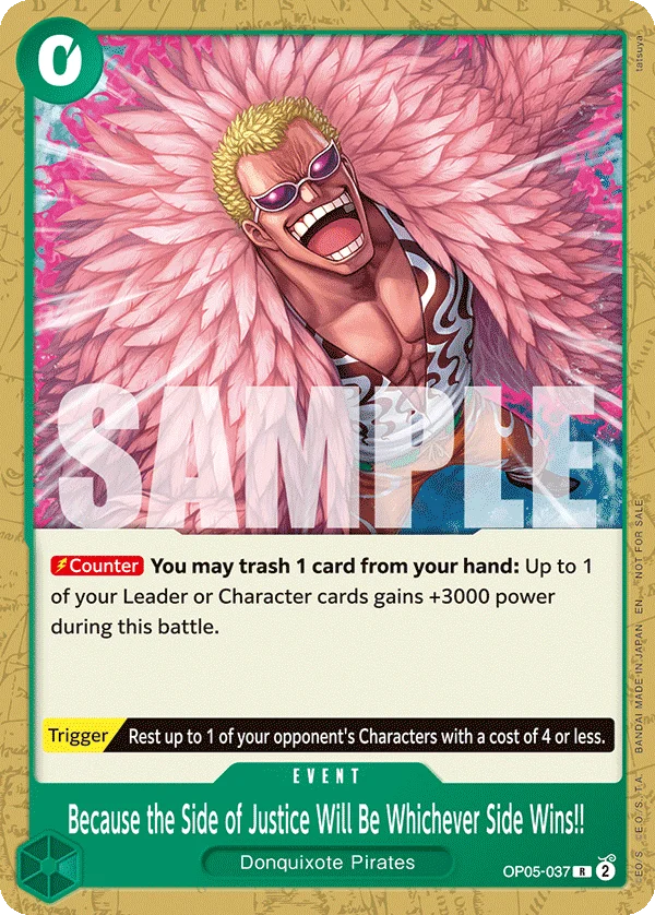 Because the Side of Justice Will Be Whichever Side Wins!!, One Piece Promotion Cards OP05-037