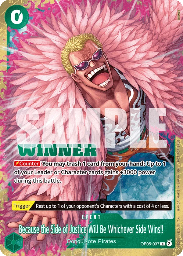 Because the Side of Justice Will Be Whichever Side Wins!!, One Piece Promotion Cards OP05-037