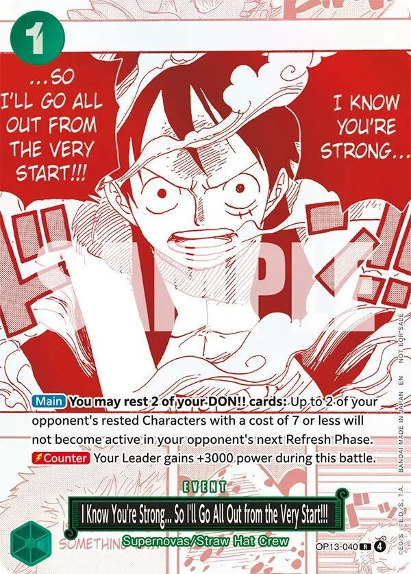 I Know You're Strong... So I'll Go All Out from the Very Start!!!, One Piece Promotion Cards OP13-040