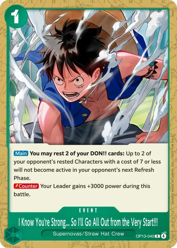 I Know You're Strong... So I'll Go All Out from the Very Start!!!, One Piece Promotion Cards OP13-040