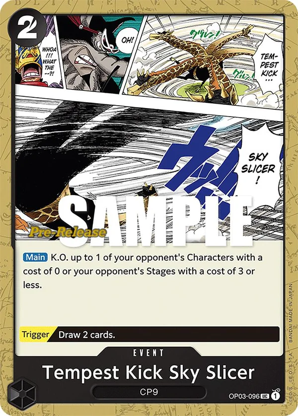 Tempest Kick Sky Slicer, Pillars of Strength Pre-Release Cards OP03-096