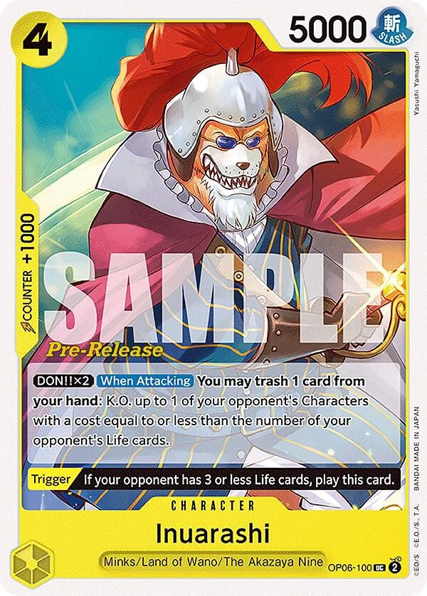 Inuarashi, Wings of the Captain Pre-Release Cards OP06-100