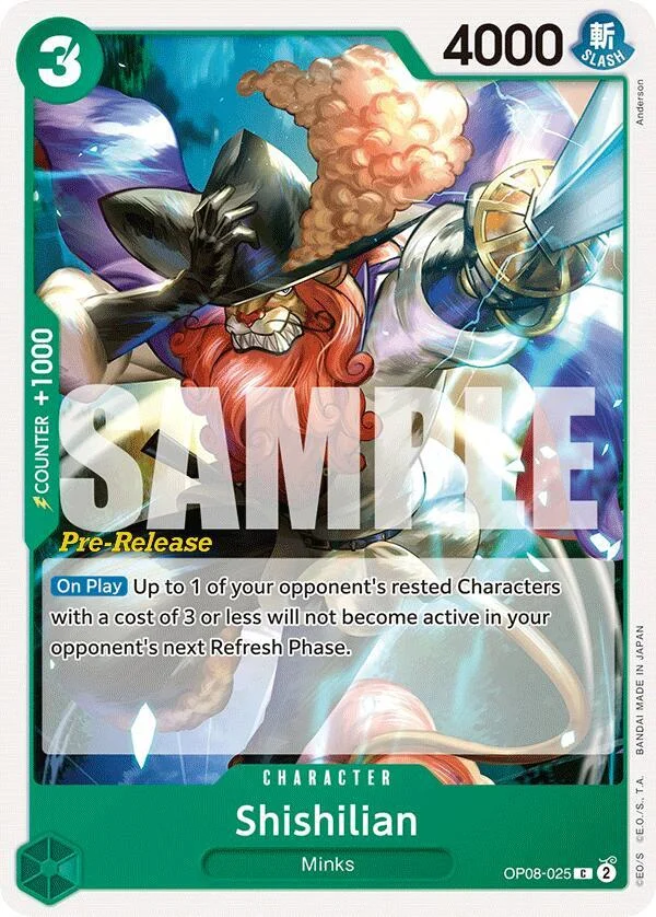 Shishilian, Two Legends Pre-Release Cards OP08-025