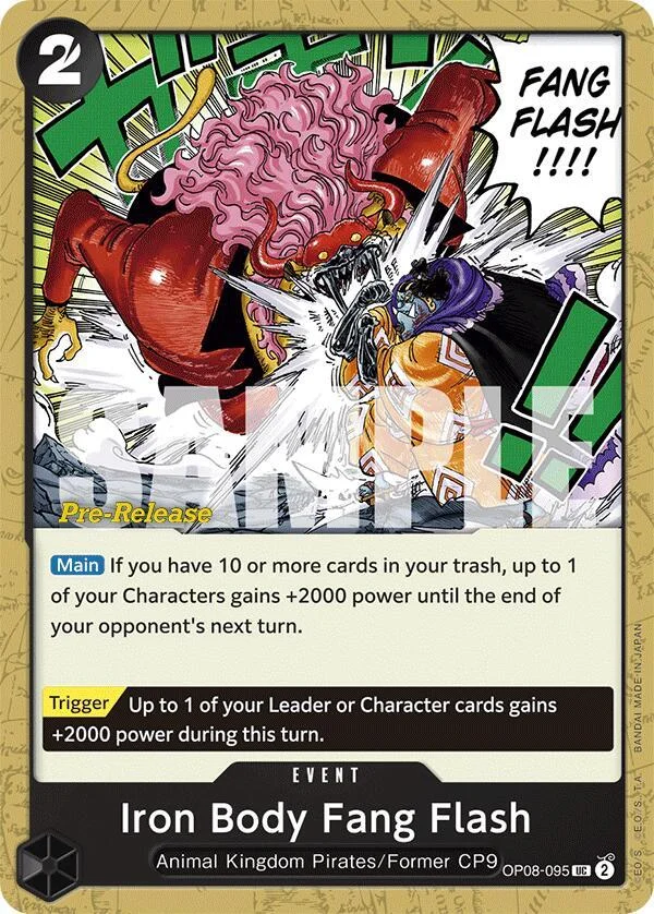 Iron Body Fang Flash, Two Legends Pre-Release Cards OP08-095