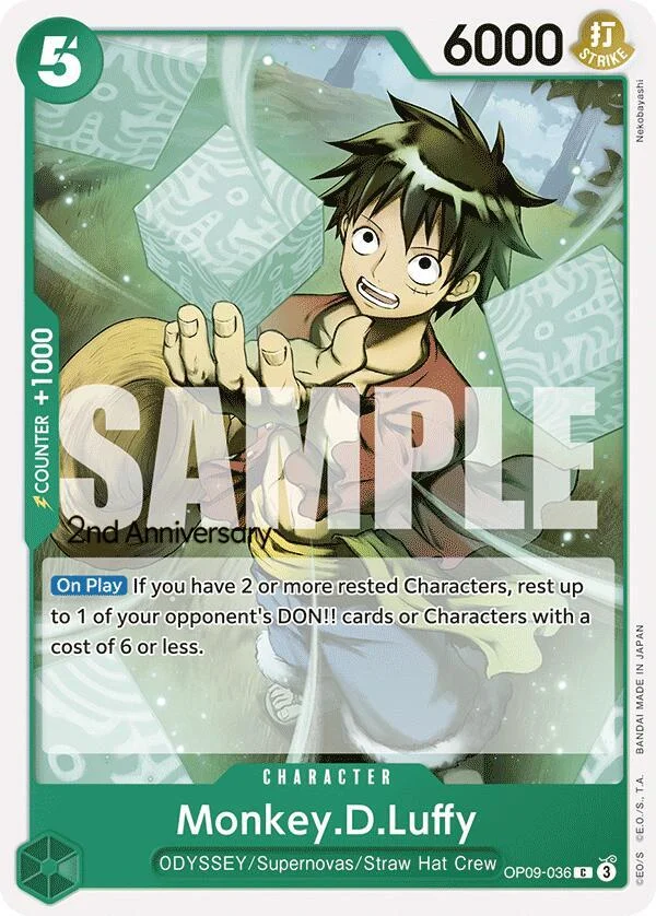 Monkey.D.Luffy, Emperors in the New World: 2nd Anniversary Tournament Cards OP09-036