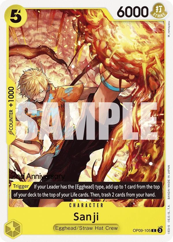 Sanji, Emperors in the New World: 2nd Anniversary Tournament Cards OP09-105