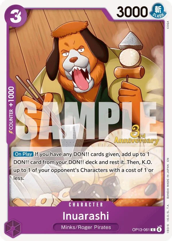 Inuarashi, Carrying On His Will: 3rd Anniversary Tournament Cards OP13-061