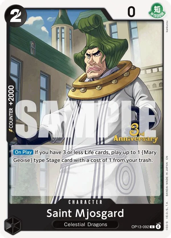 Saint Mjosgard, Carrying On His Will: 3rd Anniversary Tournament Cards OP13-092