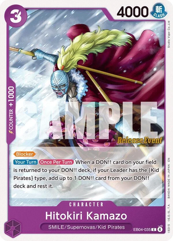Hitokiri Kamazo, The Azure Sea's Seven Release Event Cards EB04-035