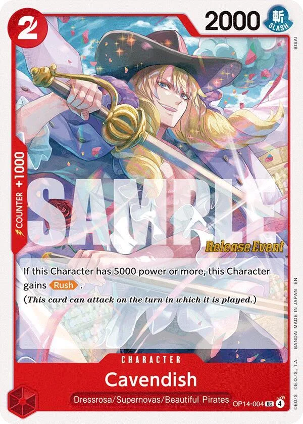 Cavendish, The Azure Sea's Seven Release Event Cards OP14-004