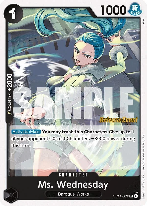 Ms. Wednesday, The Azure Sea's Seven Release Event Cards OP14-083