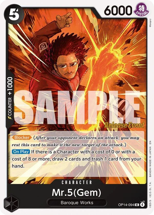 Mr.5(Gem), The Azure Sea's Seven Release Event Cards OP14-094
