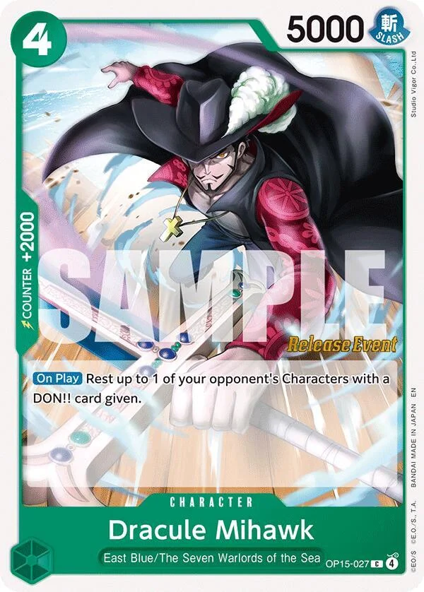 Dracule Mihawk, Adventure on Kami's Island Release Event Cards OP15-027