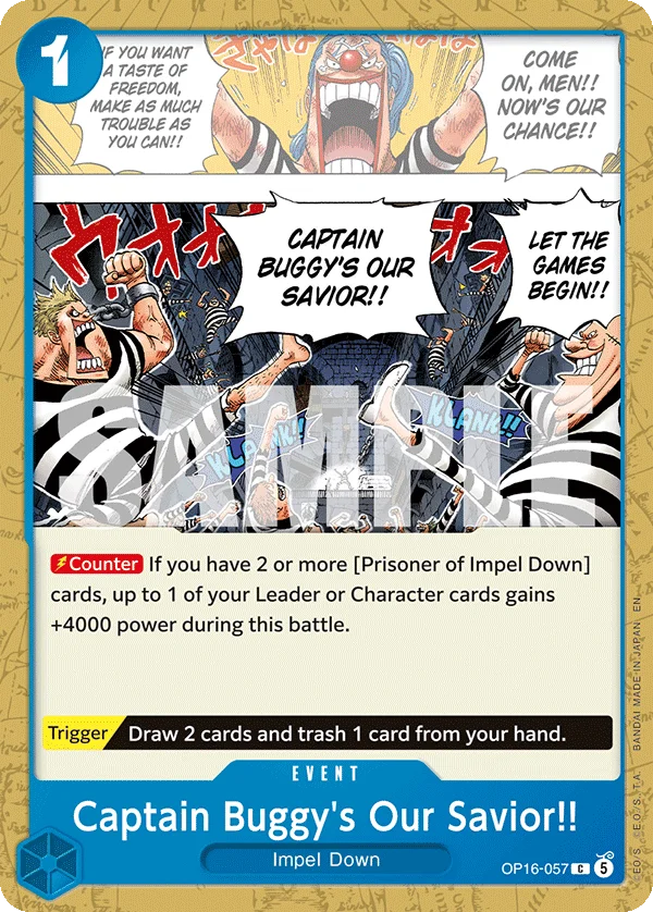 Captain Buggy's Our Savior!!, The Time of Battle Release Event Cards OP16-057