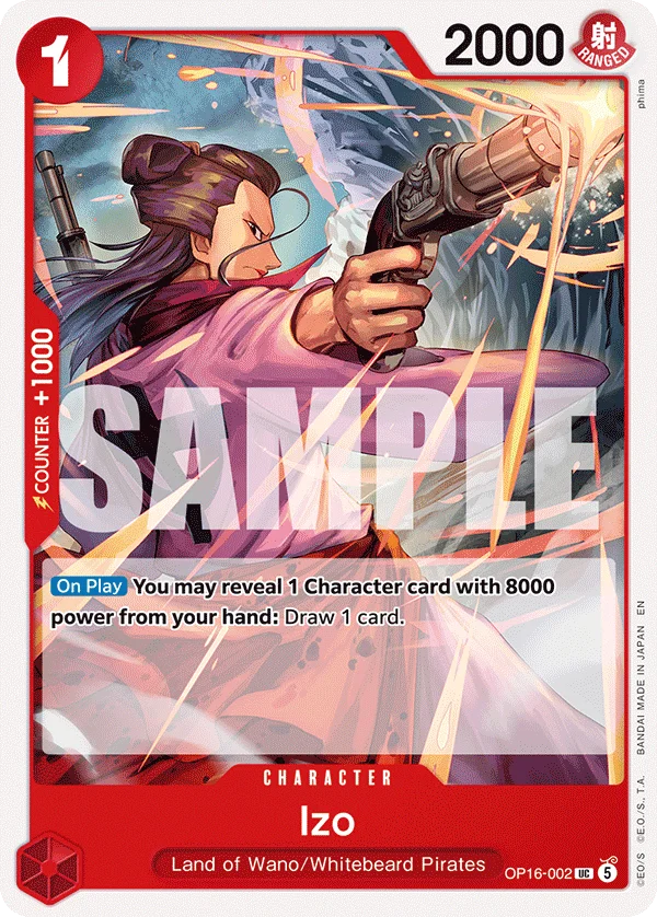 Izo, The Time of Battle Release Event Cards OP16-002