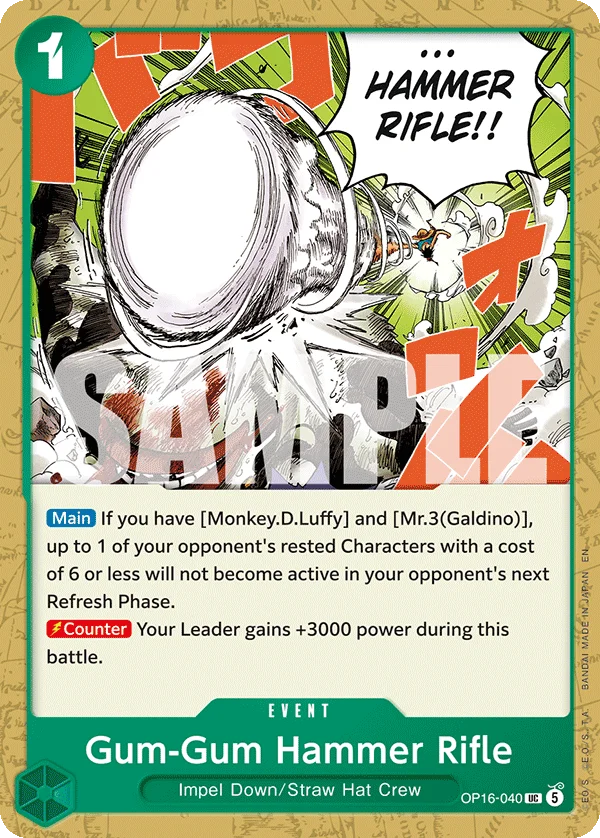 Gum-Gum Hammer Rifle, The Time of Battle Release Event Cards OP16-040