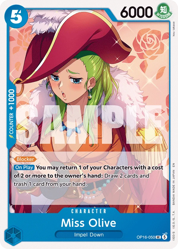 Miss Olive, The Time of Battle Release Event Cards OP16-050