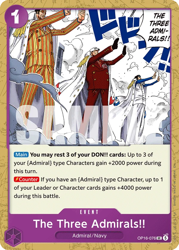 The Three Admirals!!, The Time of Battle Release Event Cards OP16-076