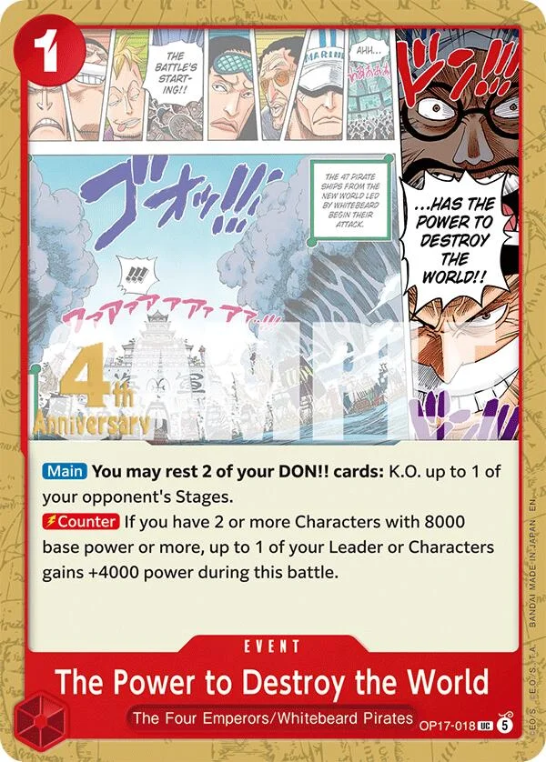 The Power to Destroy the World, The World's Strongest Warriors Release Event Cards OP17-018