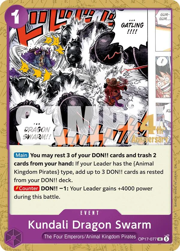 Kundali Dragon Swarm, The World's Strongest Warriors Release Event Cards OP17-077