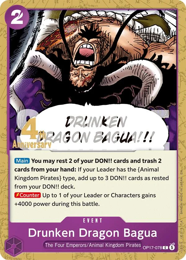 Drunken Dragon Bagua, The World's Strongest Warriors Release Event Cards OP17-078