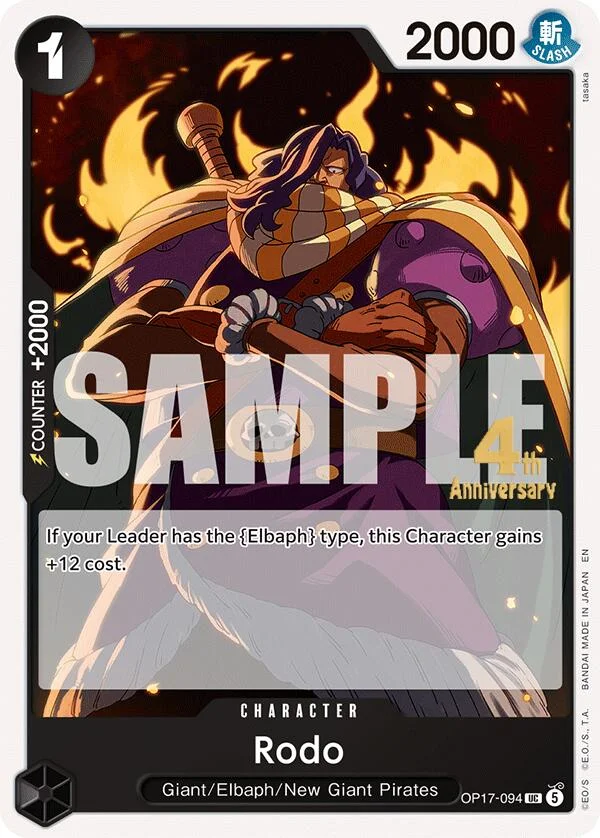 Rodo, The World's Strongest Warriors Release Event Cards OP17-094