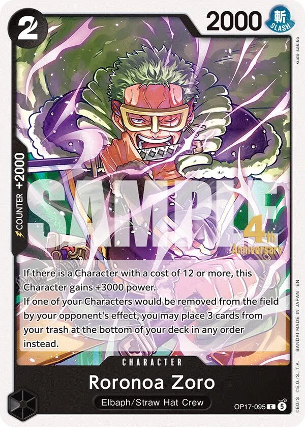 Roronoa Zoro, The World's Strongest Warriors Release Event Cards OP17-095