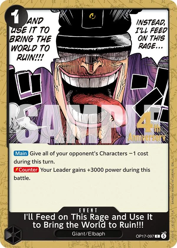 I'll Feed on This Rage and Use It to Bring the World to Ruin!!!, The World's Strongest Warriors Release Event Cards OP17-097