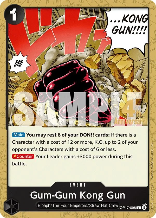 Gum-Gum Kong Gun, The World's Strongest Warriors Release Event Cards OP17-098