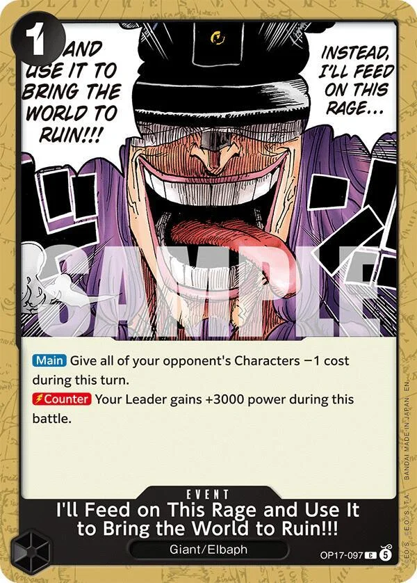 I'll Feed on This Rage and Use It to Bring the World to Ruin!!!, The World's Strongest Warriors OP17-097
