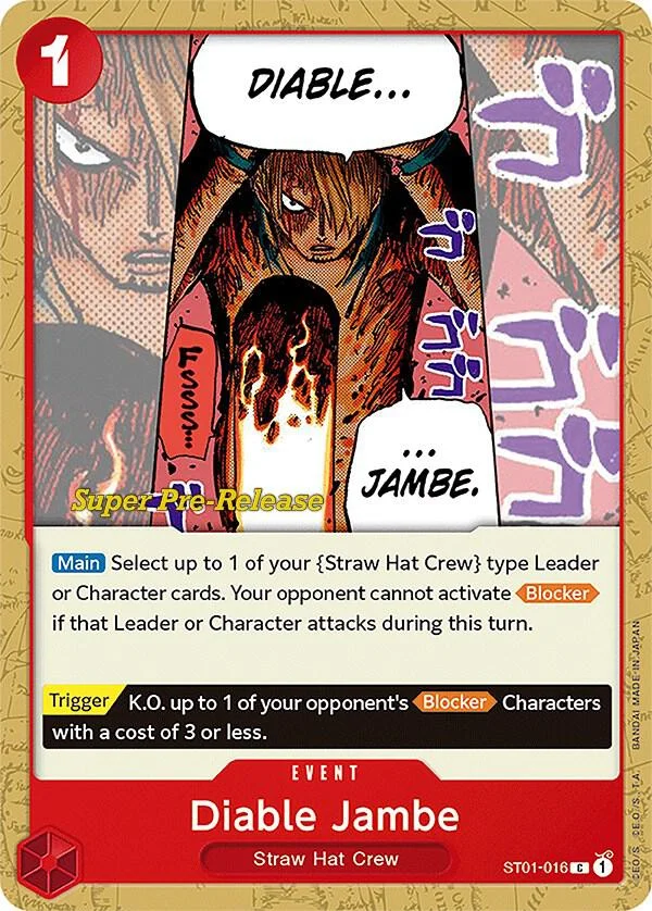Diable Jambe, Starter Deck 1 Straw Hat Crew (Super Pre-Release Edition) ST01-016